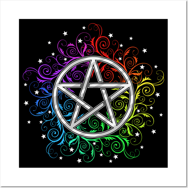 Rainbow Pentagram Wall Art by RavenWake